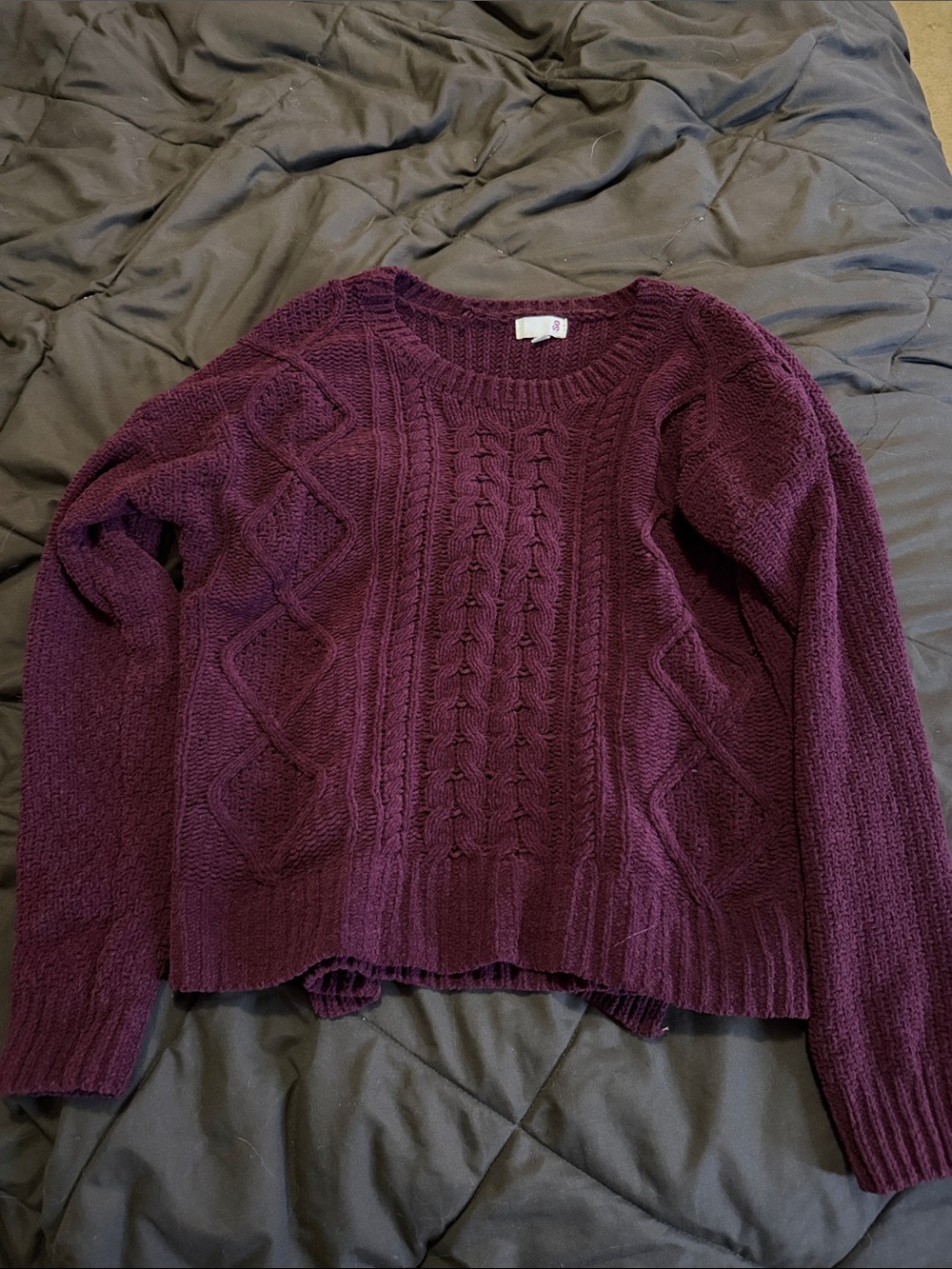 SO Plum Cable Knit Scoop Neck Sweater